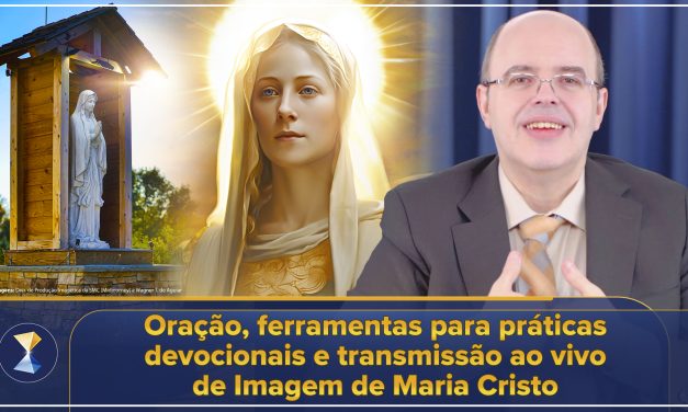 Oração, ferramentas para práticas devocionais e transmissão ao vivo de Imagem de Maria Cristo